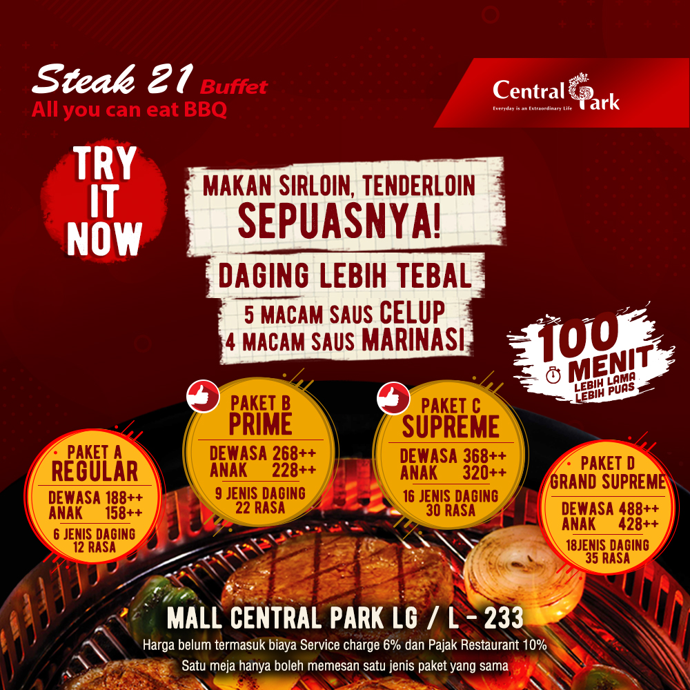 Harga Steak 21 All You Can Eat Central Park